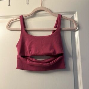 Alo Yoga Pink Ribbed Women's Sports Bra